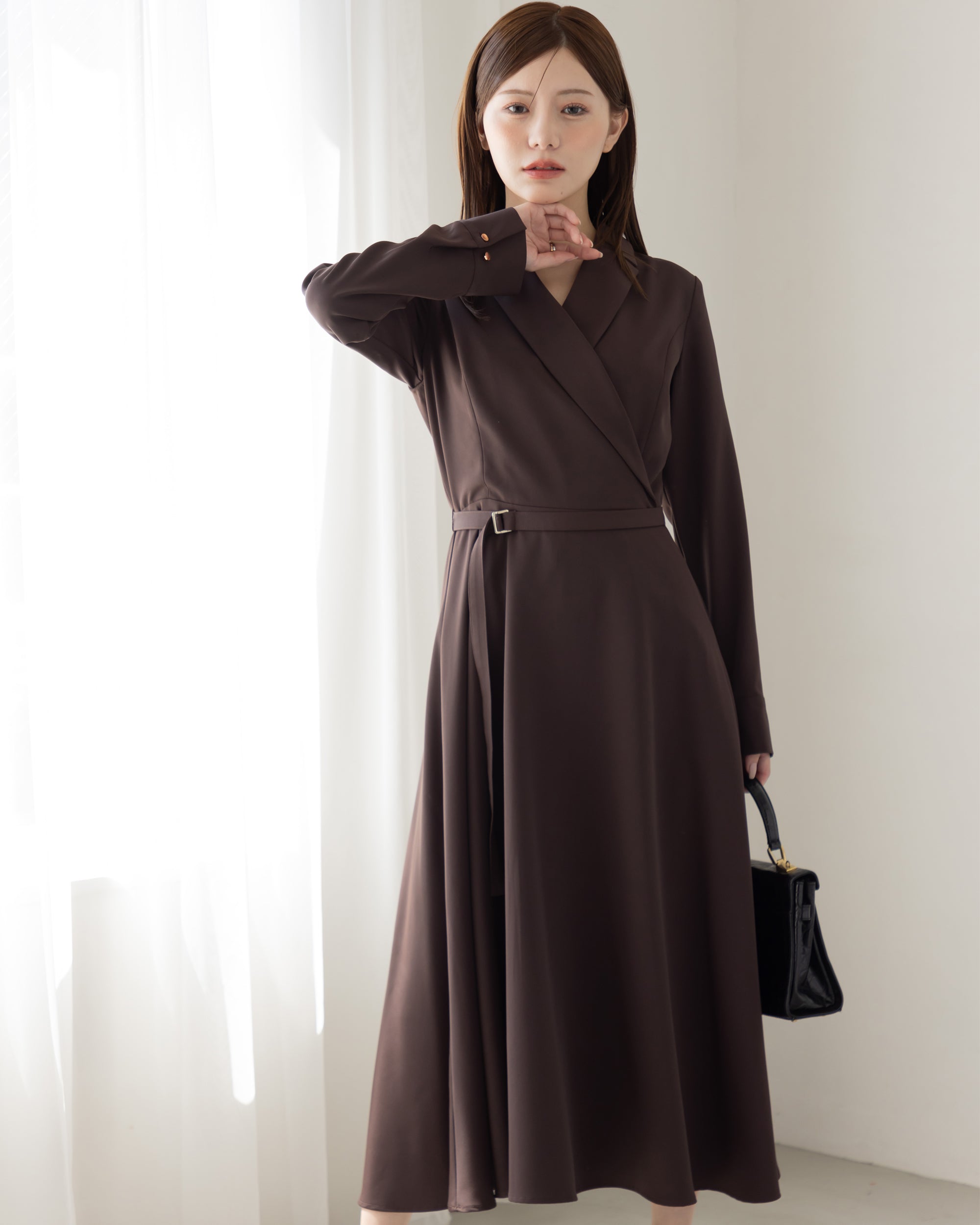 ロングスリーブトレンチフレアワンピース – La lune