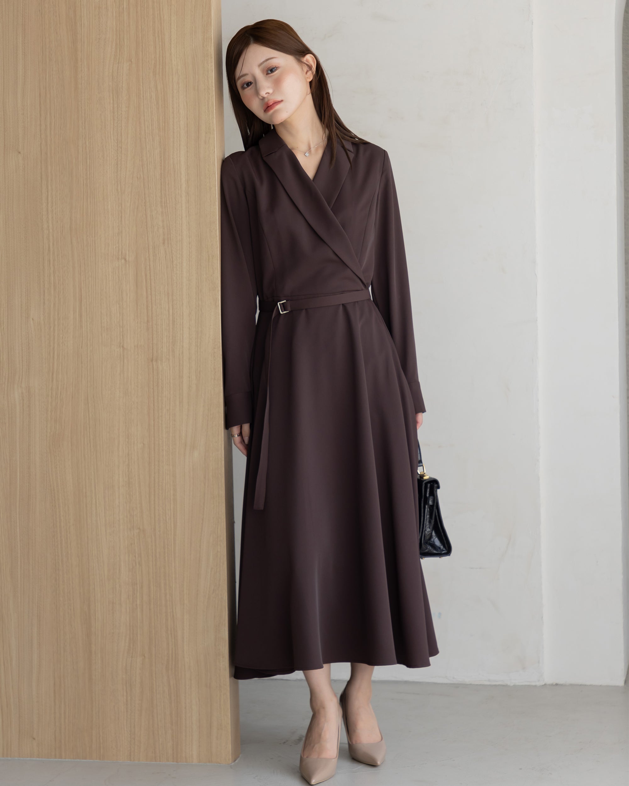 NEW ARRIVAL】ロングスリーブトレンチフレアワンピース – La lune