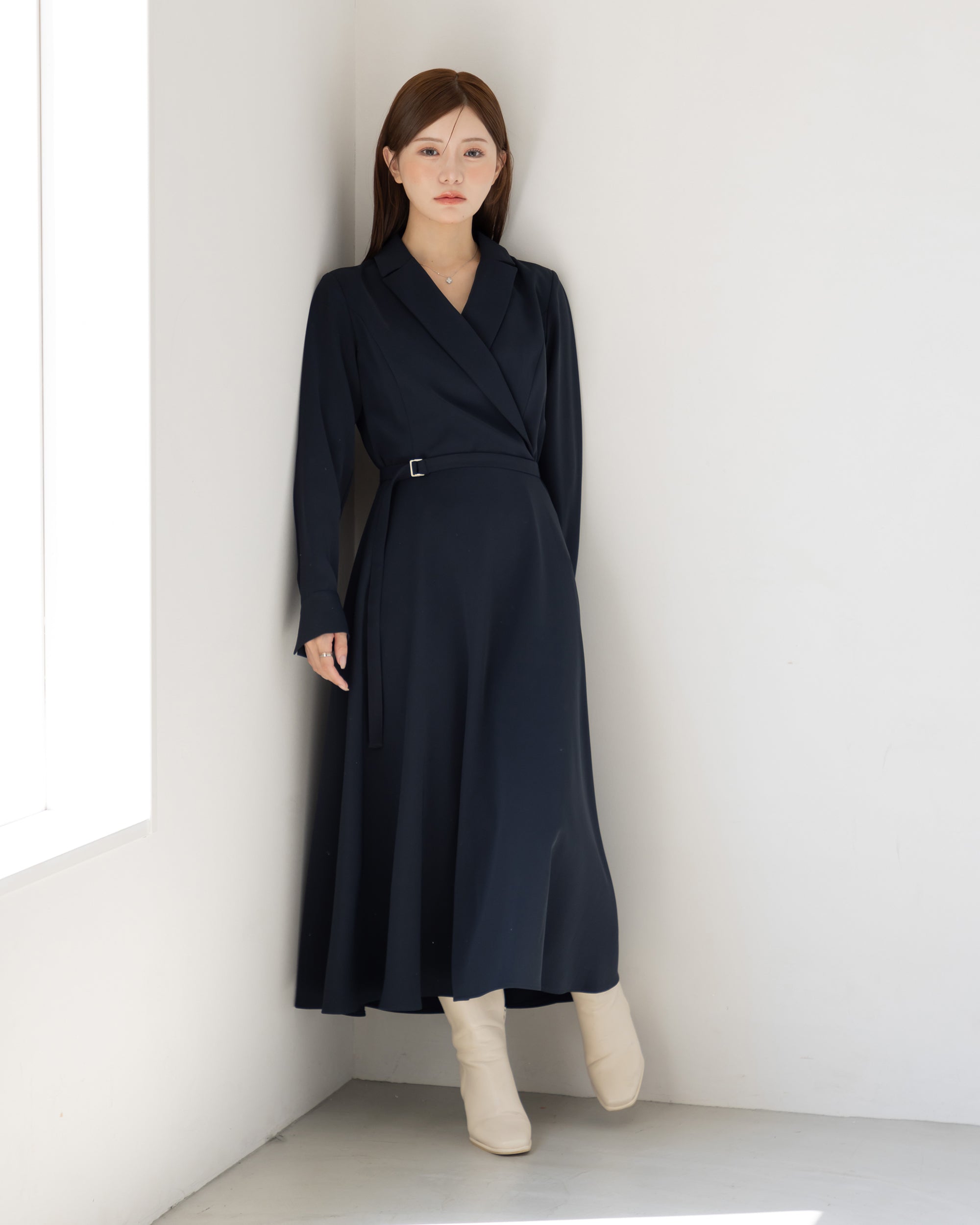L'UNE(リュンヌ) 長袖カットソー サイズF レディース美品  ダークネイビー プリーツ L'UNE リュンヌ／プリーツブラウス ネイビー - メルカリ