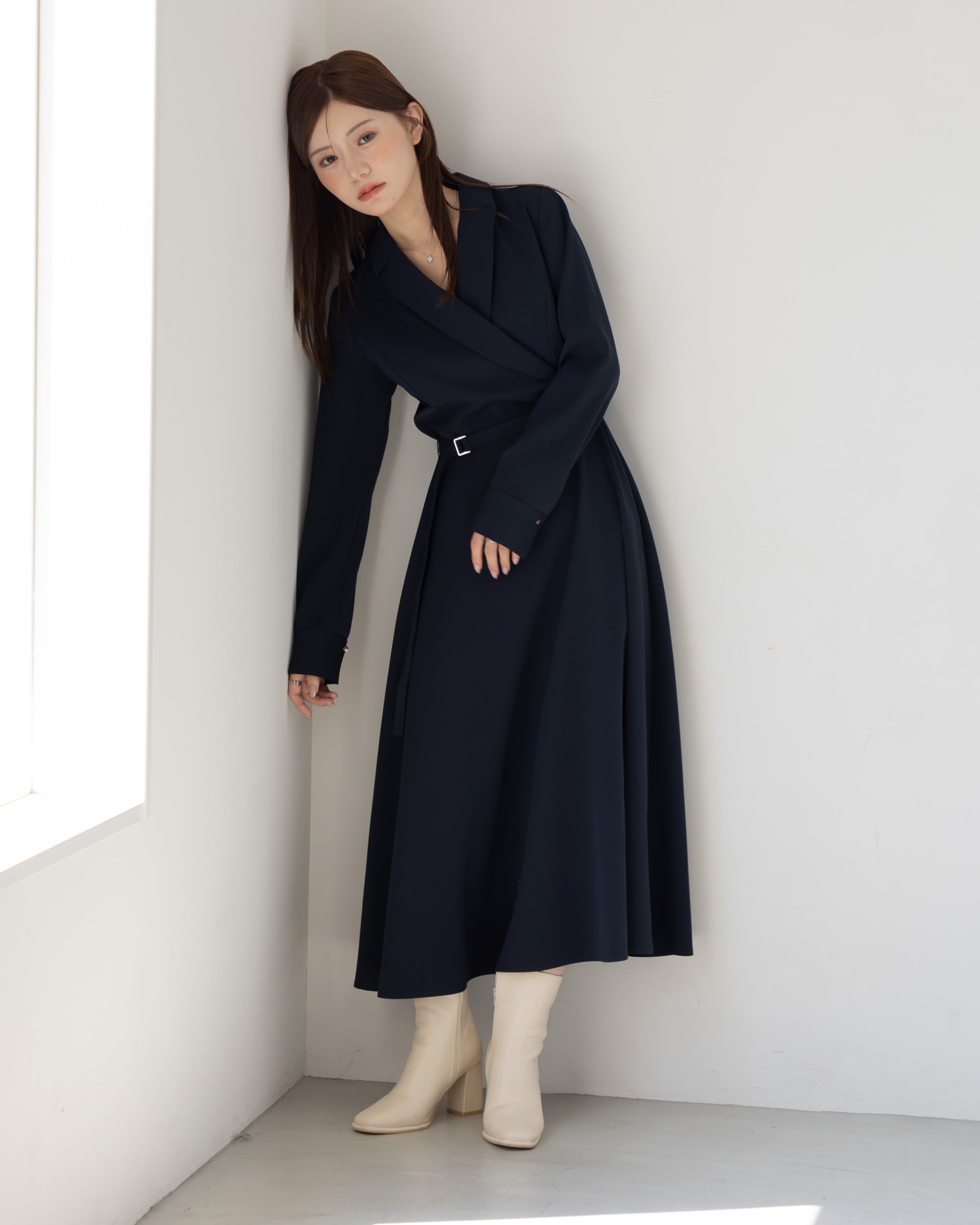 BLACK FRIDAY -10%OFF】ロングスリーブトレンチフレアワンピース – La lune