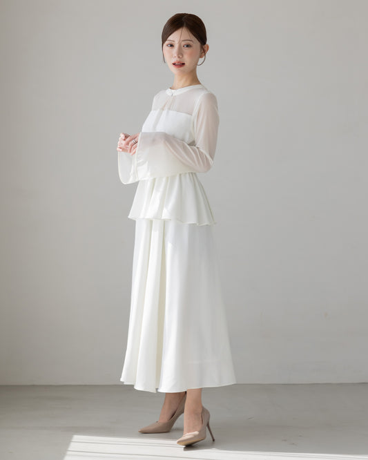 【NEW ARRIVAL】ペプラムシフォンボリュームワンピース