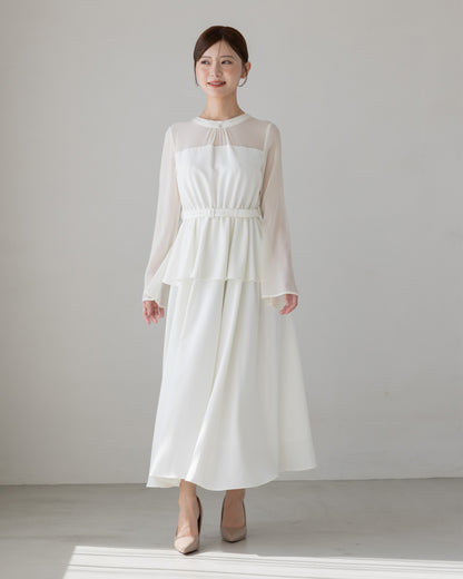 【NEW ARRIVAL】ペプラムシフォンボリュームワンピース