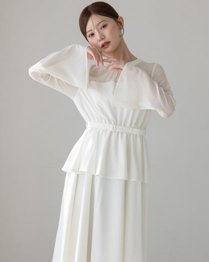 【NEW ARRIVAL】ペプラムシフォンボリュームワンピース