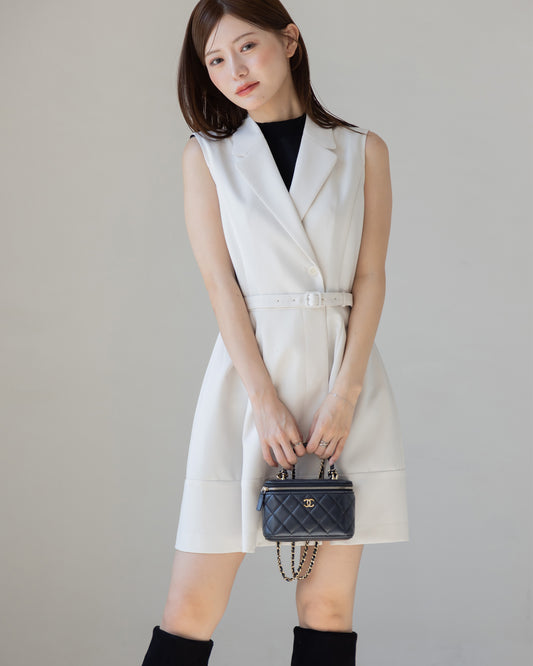 【50%OFF】ノースリーブトレンチミニワンピース