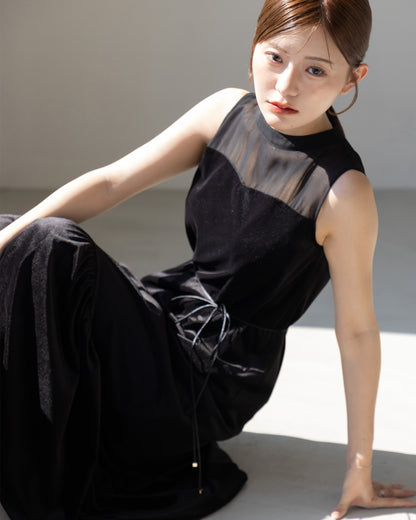 【NEW ARRIVAL】ノースリーブシアーベロアワンピース