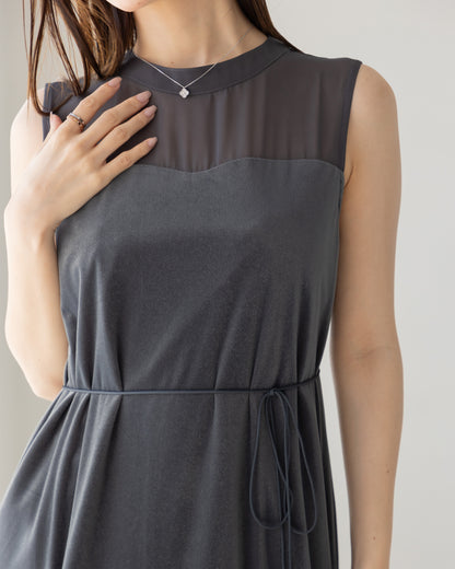 【NEW ARRIVAL】ノースリーブシアーベロアワンピース