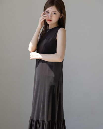 【NEW ARRIVAL】ノースリーブシアーベロアワンピース