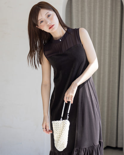 【NEW ARRIVAL】ノースリーブシアーベロアワンピース